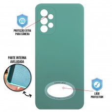 Capa para Samsung Galaxy A72 - Case Silicone Safe Glass Verde Aço